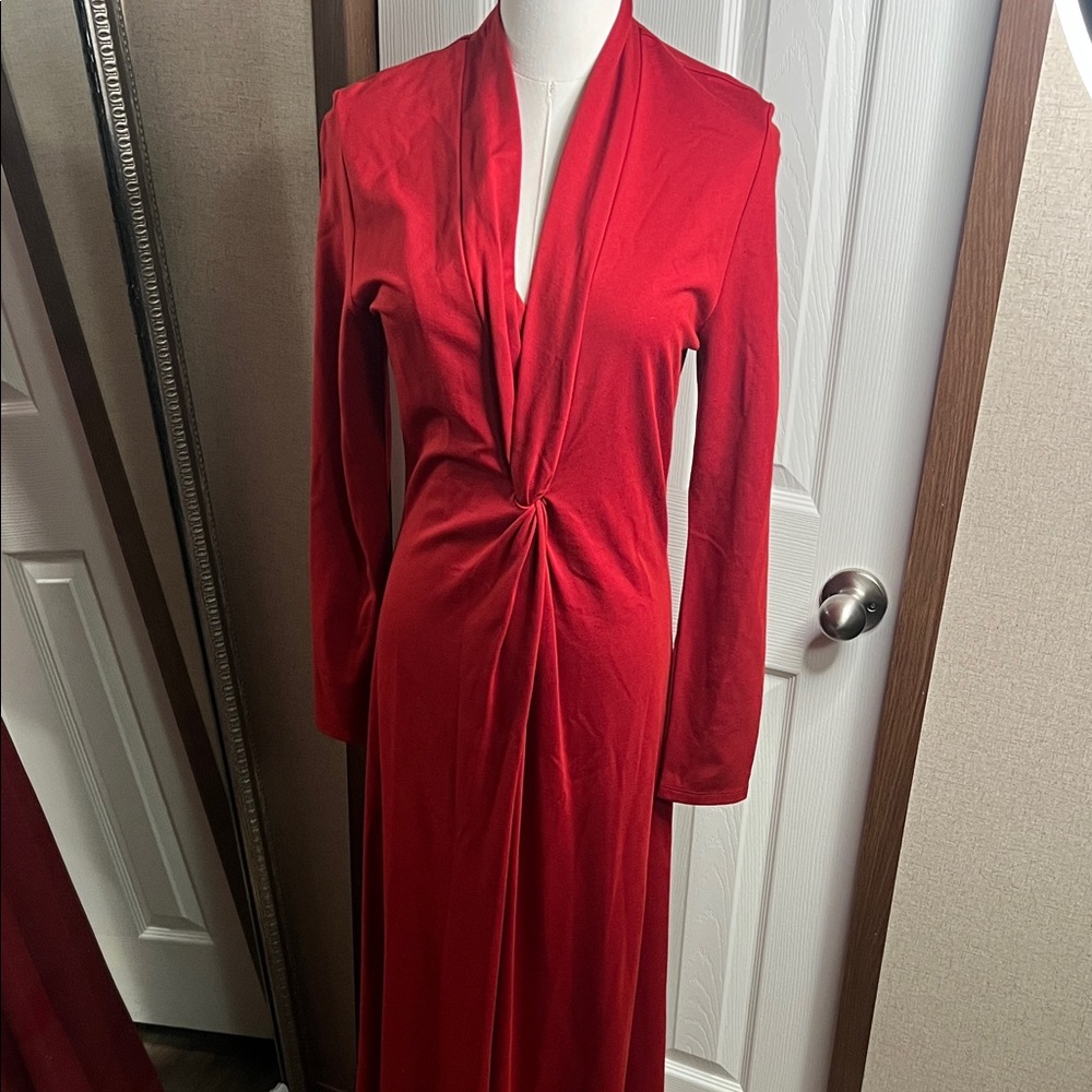 Soft Surroundings Vibrant Red Long Sleeve Dress